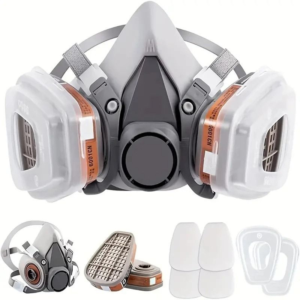 Half Face Gas Respirator Mask With Dust And Chemical Vapor Filters For Painting And Work Safety 0