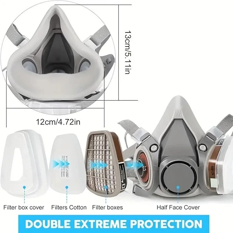 Half Face Gas Respirator Mask With Dust And Chemical Vapor Filters For Painting And Work Safety 1