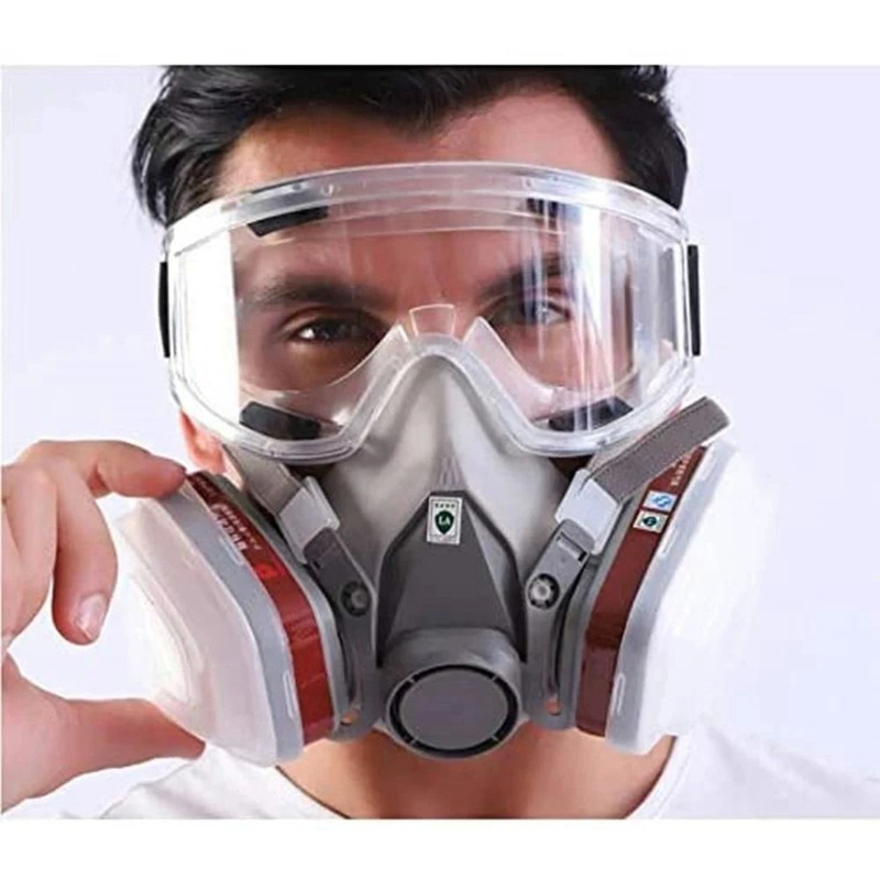 Half Face Gas Respirator Mask With Dust And Chemical Vapor Filters For Painting And Work Safety 3