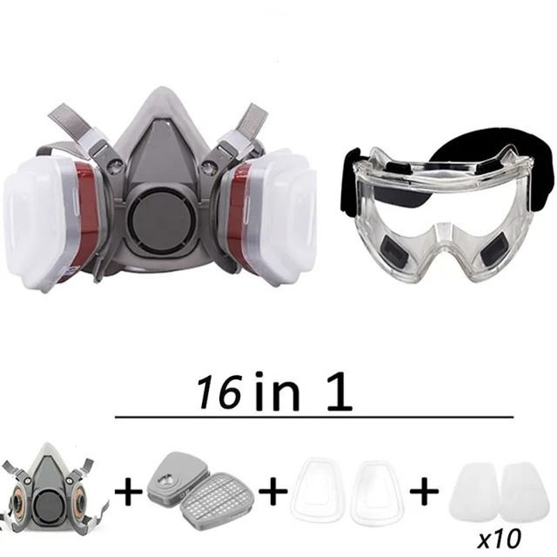 Half Face Gas Respirator Mask With Dust And Chemical Vapor Filters For Painting And Work Safety 9