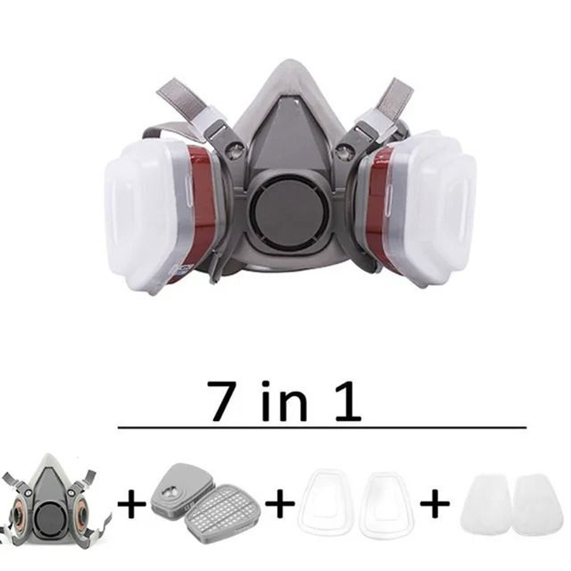 Half Face Gas Respirator Mask With Dust And Chemical Vapor Filters For Painting And Work Safety 6