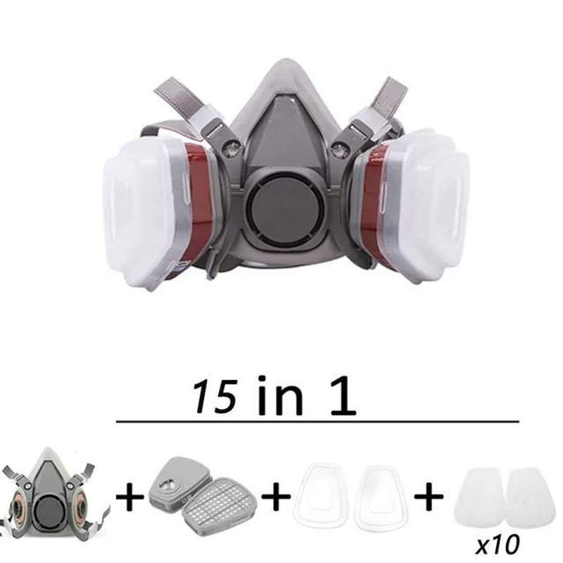 Half Face Gas Respirator Mask With Dust And Chemical Vapor Filters For Painting And Work Safety 8