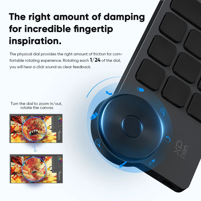 XPPen Wireless Shortcut Remote With Bluetooth And Custom Express Keys For Graphic Tablets And Pen D 5