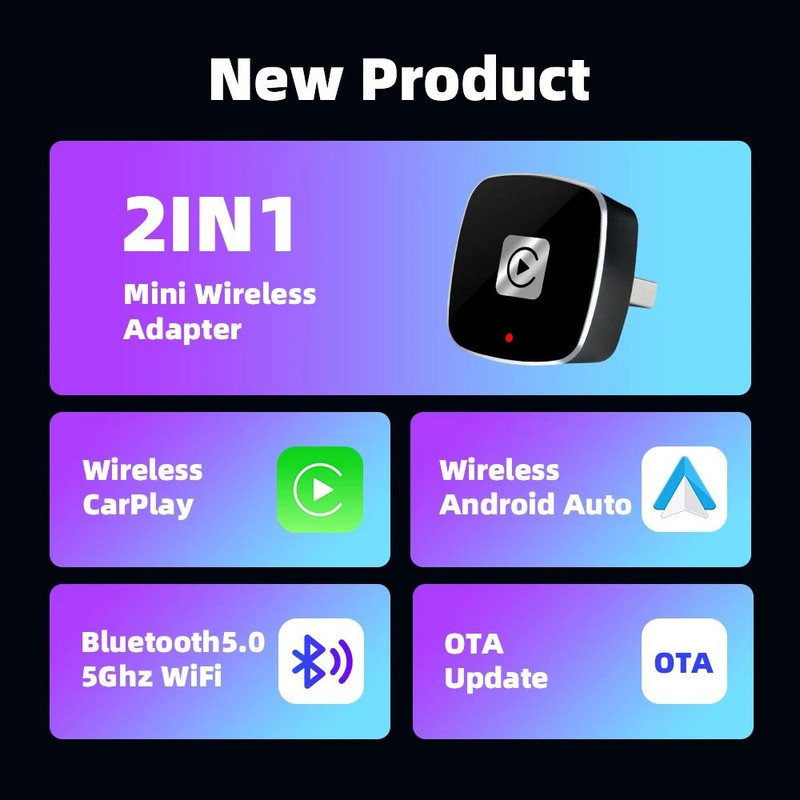 Wireless Carplay Android Auto Adapter AI Box For USB Connected Cars For IPhone And Android Devices 1