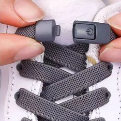 elastic no tie shoelaces with press lock for kids and adults with flat 8mm design for sneakers and shoes