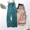 Women Summer Wide Leg Pants With Elastic Waist And Pleated Ice Silk Fabric For Casual Comfort 0
