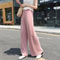 Women Summer Wide Leg Pants With Elastic Waist And Pleated Ice Silk Fabric For Casual Comfort 2