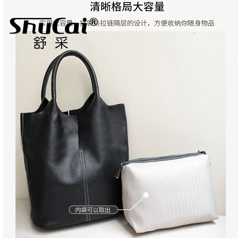 Genuine Leather Soft Cowhide Tote Bag With Large Capacity For Women Commuting Travel Or Daily Use 2