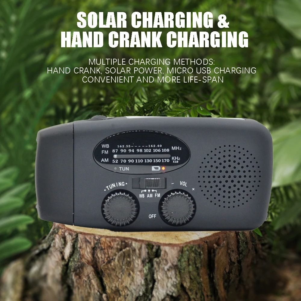 Portable Emergency Radio With Solar USB Charging LED Light And FM AM For Travel And Outdoor Use 1