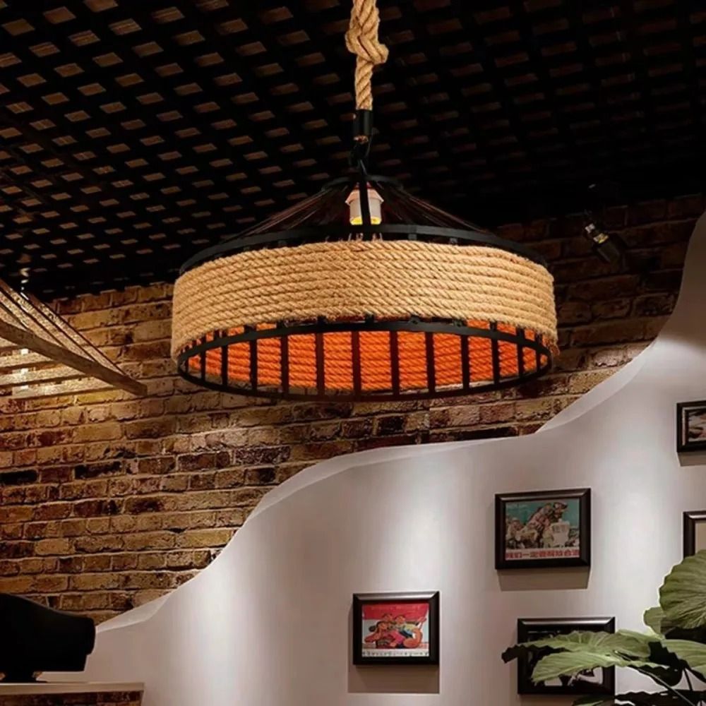 Nordic Vintage Twine Chandelier With Adjustable Rope Design For Kitchen Bar And Dining Room Decor 2