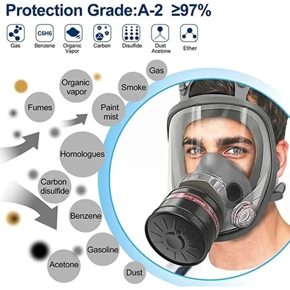 Full Face Respirator Mask With 40mm Gas Filter For Industrial Protection Against Chemical Spraying 3