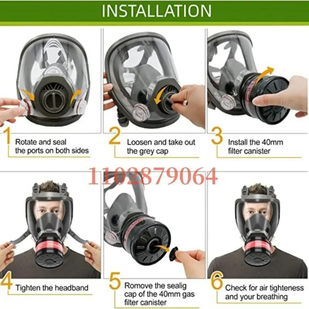 Full Face Respirator Mask With 40mm Gas Filter For Industrial Protection Against Chemical Spraying 4