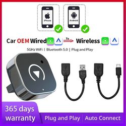 carplay wireless ai box adapter with android auto 5g smart dongle for iphone and android devices