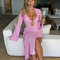 Womens Crochet V Neck Split Beach Dress With Metal Ring Detail And Flared Sleeves For Vacation And 8