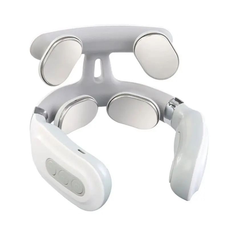 4 Head USB Rechargeable Neck Massager With Voice Guidance And Heating Function For Cervical Relief 0