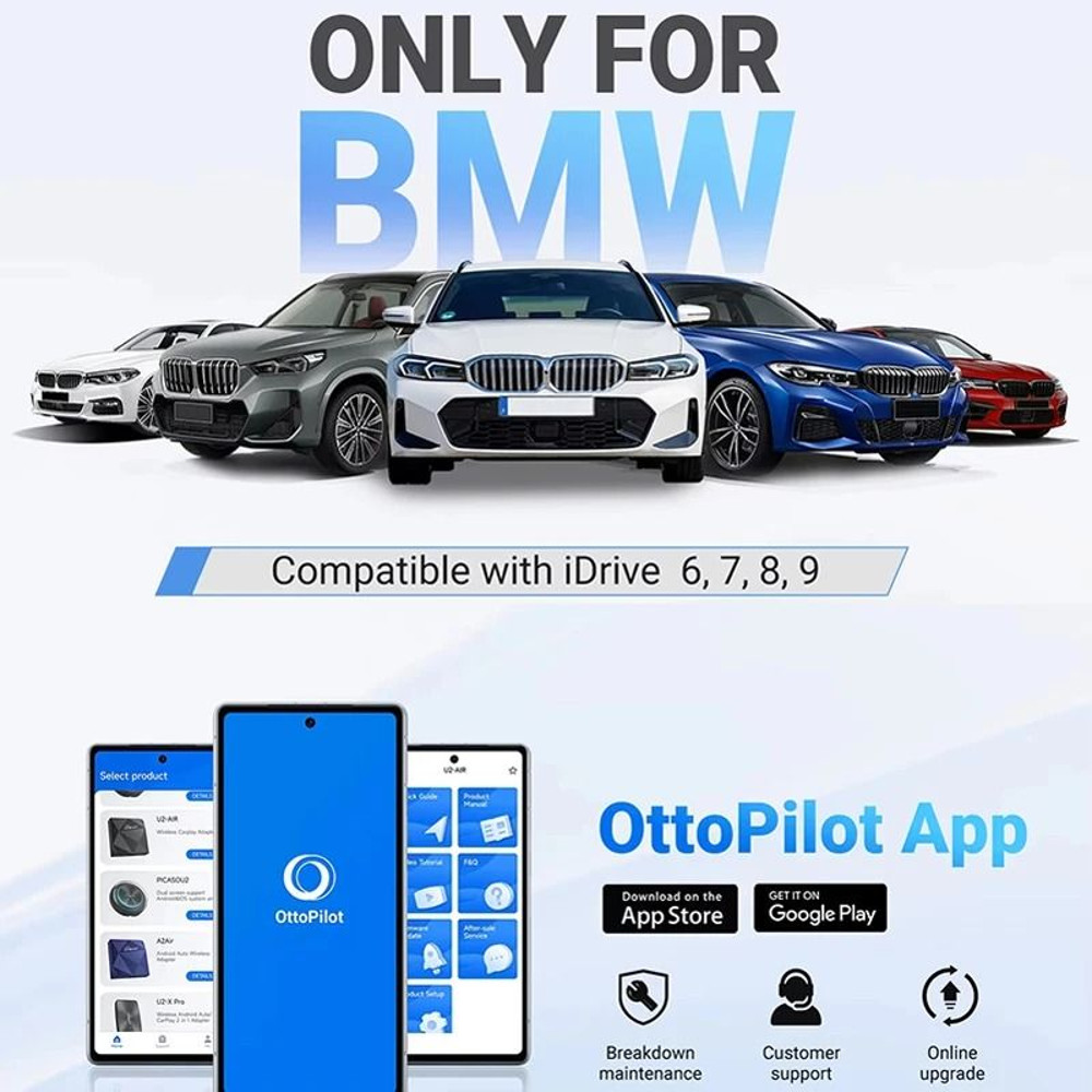 OTTOCAST I3 CarPlay AI Box With Android 13 Wireless Adapter And Video Streaming Support For BMW MG 4