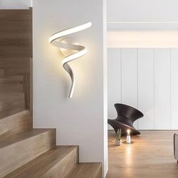 led wall lamp nordic spiral sconce light for indoor hallway bedroom bedside or stair lighting decor