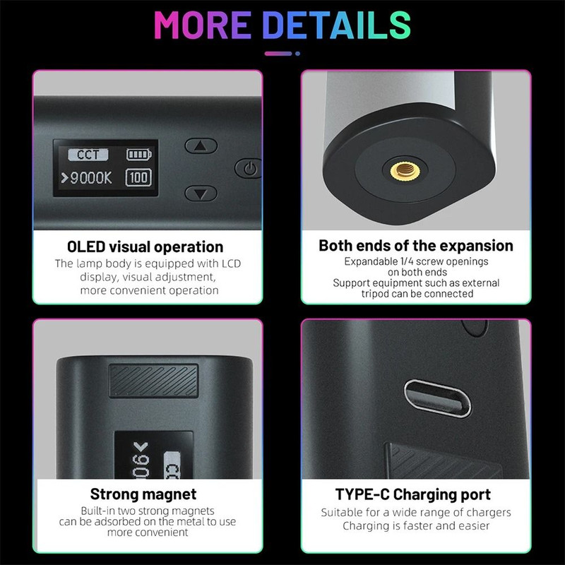 Magnetic RGB LED Light Wand For Photography Video Studio Vlog And TikTok Lighting 3