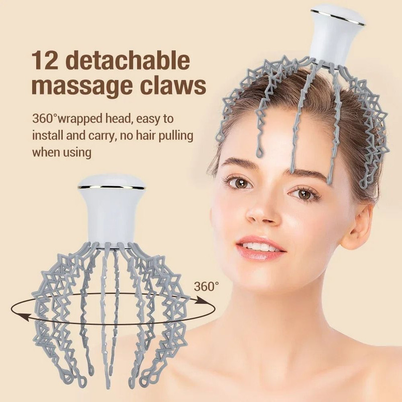 Electric Octopus Claw Scalp Massager With Hands Free Design For Stress Relief And Hair Stimulation 1