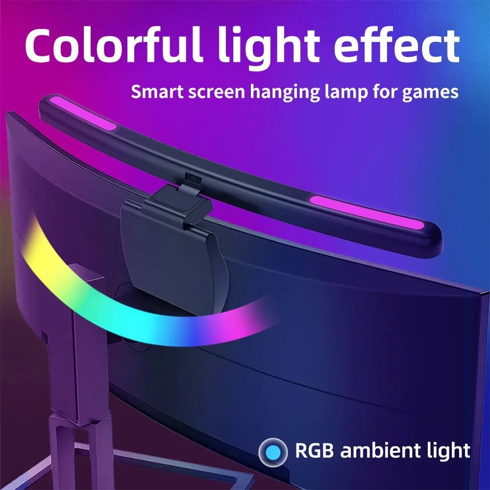 USB Monitor Light Bar With Stepless Dimming And RGB Ambient Backlight For Curved Screen Desks 0
