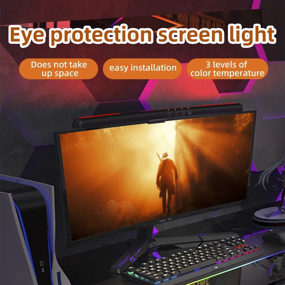 USB Monitor Light Bar With Stepless Dimming And RGB Ambient Backlight For Curved Screen Desks 1