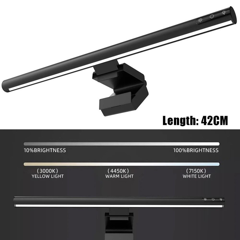 USB Monitor Light Bar With Stepless Dimming And RGB Ambient Backlight For Curved Screen Desks 9