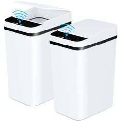 2 pack 12l motion sensor trash cans with lid slim touchless design for bathroom bedroom or office use