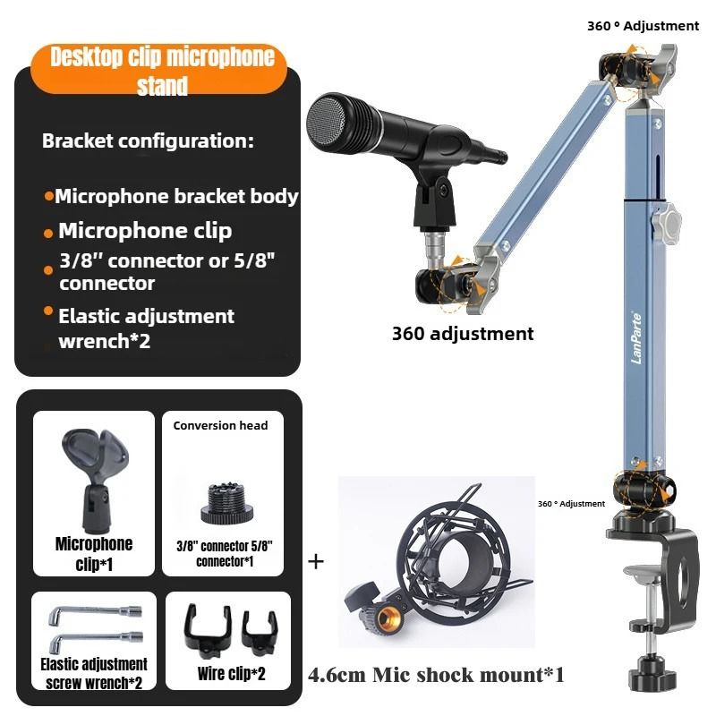 Adjustable Mic Boom Arm With Desk Mount And Detachable Riser For Streaming Recording Or Podcast Set 12