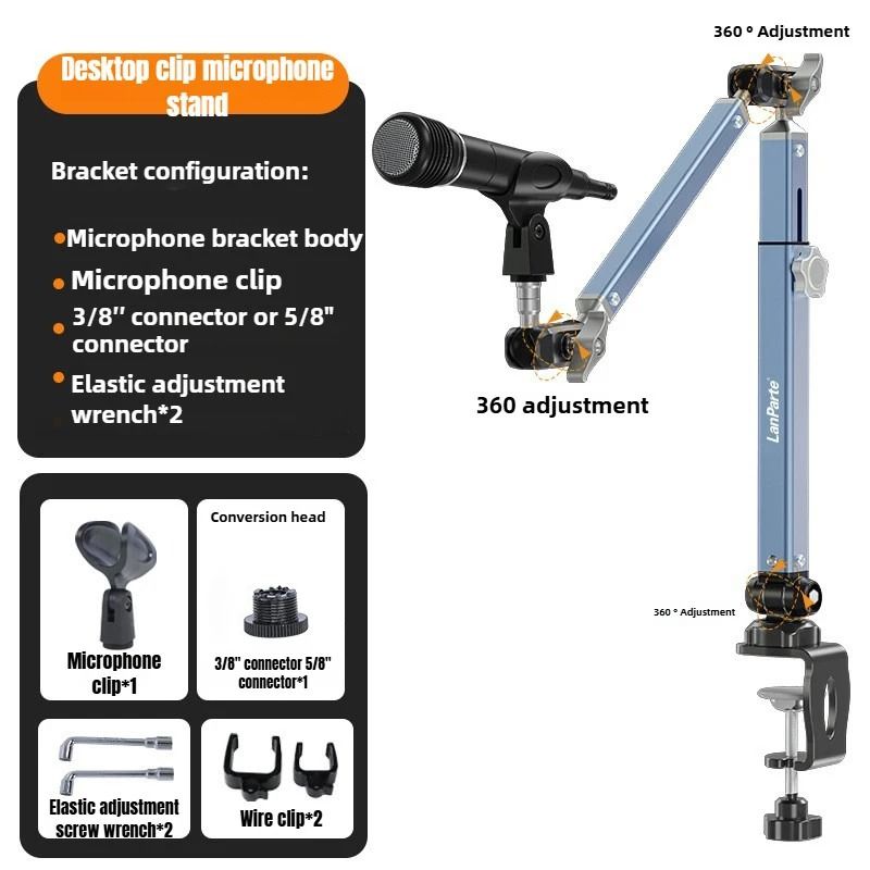 Adjustable Mic Boom Arm With Desk Mount And Detachable Riser For Streaming Recording Or Podcast Set 6