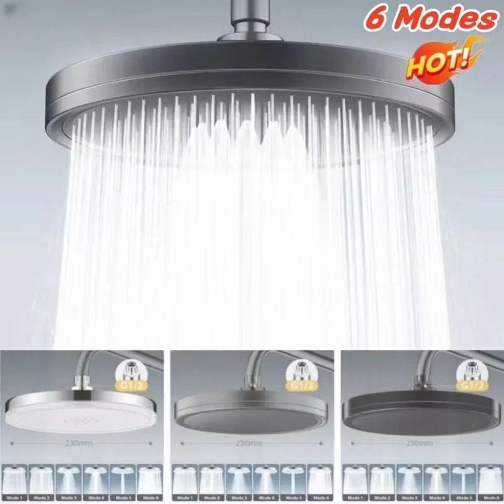 230mm Large Rainfall Shower Head With 6 Spray Modes And Supercharged High Pressure Output For Bathr 1