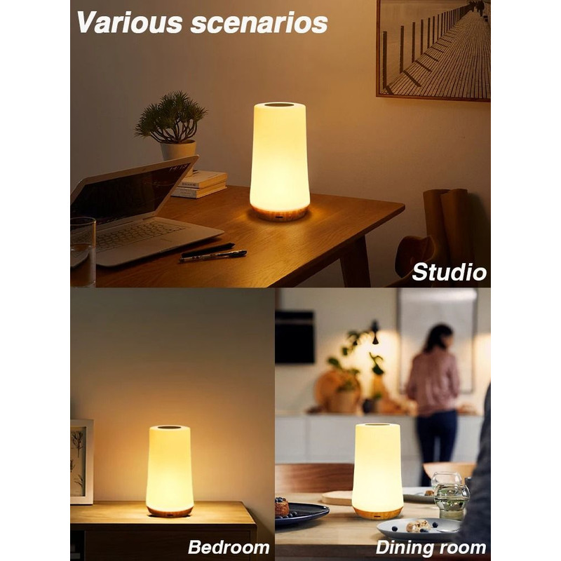 Rechargeable RGB LED Night Light Table Lamp With Remote Control And Touch Sensor For Bedside Or Hom 4