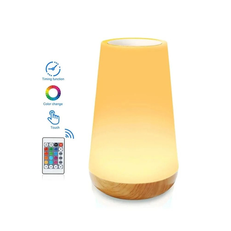 Rechargeable RGB LED Night Light Table Lamp With Remote Control And Touch Sensor For Bedside Or Hom 6