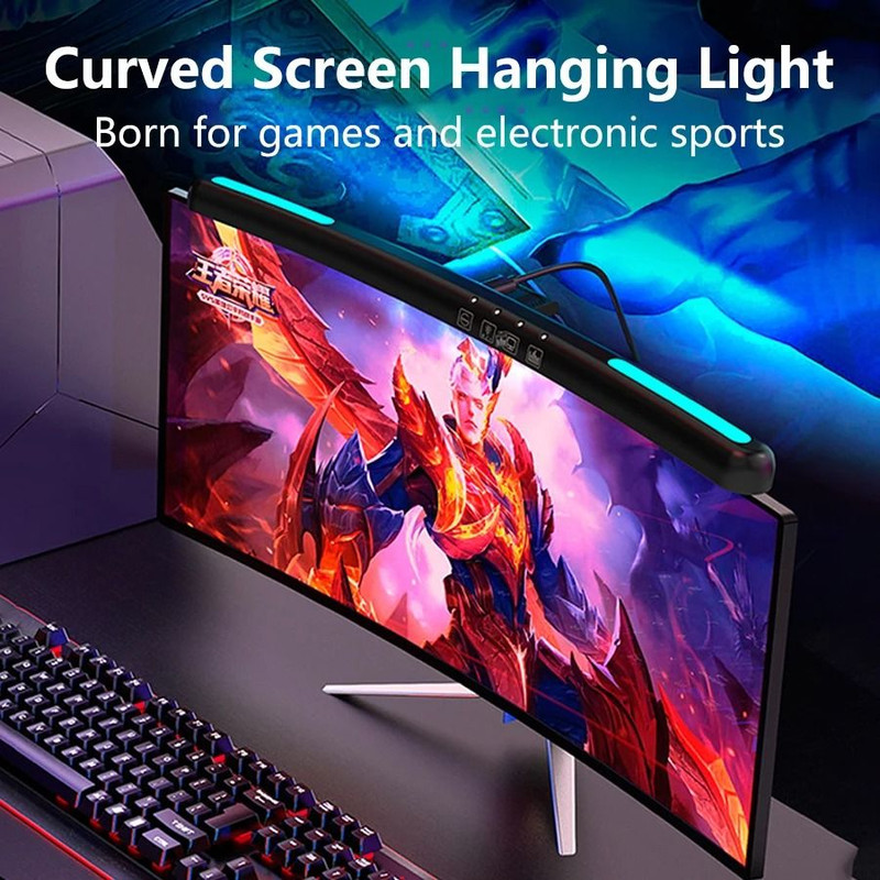 LED Monitor Light Bar With RGB Ambient Lighting For Desk Setup And Gaming Room Decor 0