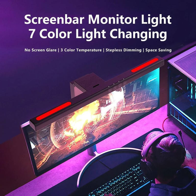 LED Monitor Light Bar With RGB Ambient Lighting For Desk Setup And Gaming Room Decor 1