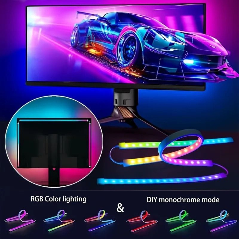RGB Gaming Monitor LED Backlight With Music Sync And Smart App Control For PC Setup 1