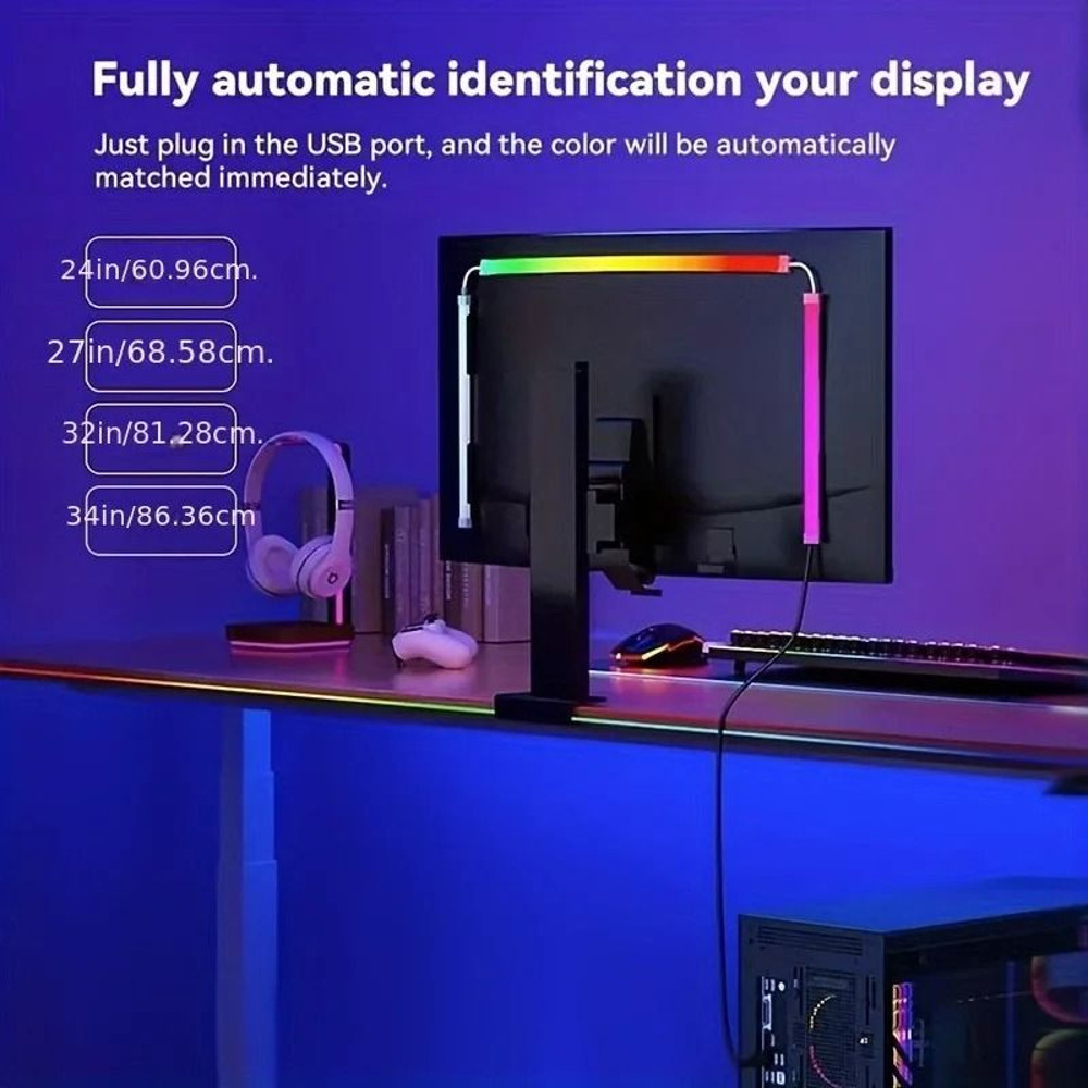 RGB Gaming Monitor LED Backlight With Music Sync And Smart App Control For PC Setup 5