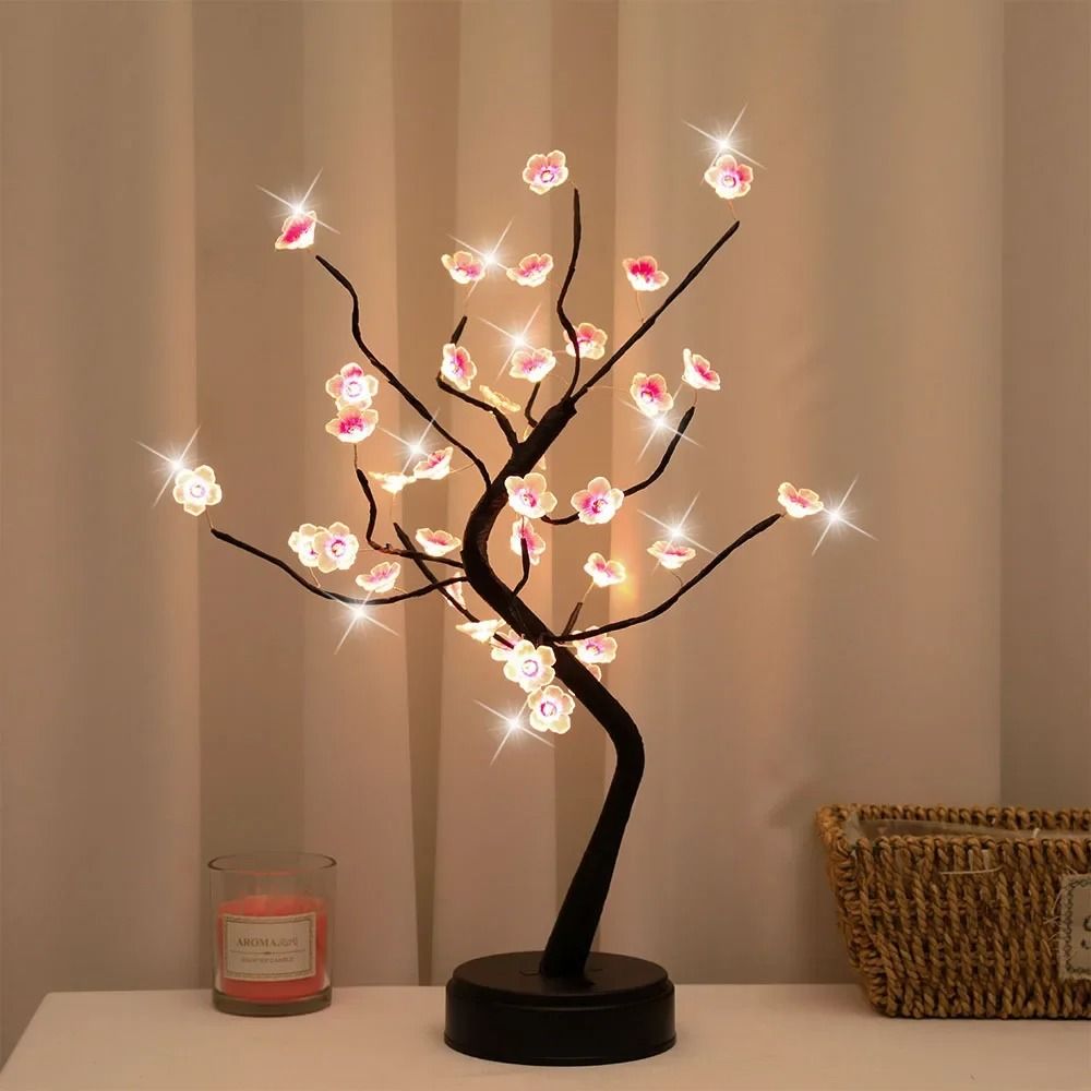 LED Cherry Blossom Tree Night Light With Touch Control USB And Battery Powered Desk Lamp For Home D 1