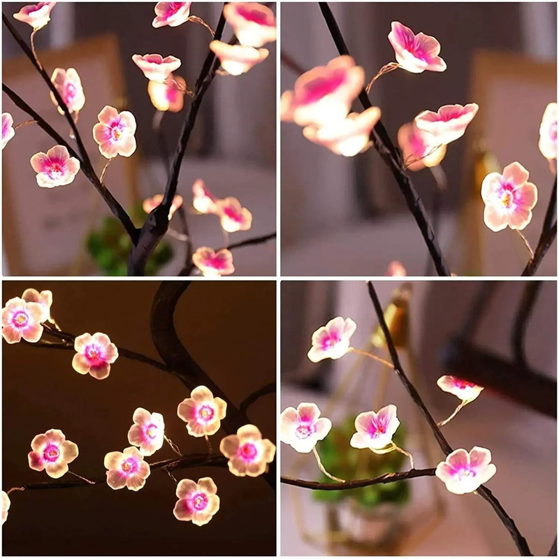 LED Cherry Blossom Tree Night Light With Touch Control USB And Battery Powered Desk Lamp For Home D 2