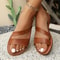 Round Toe Flat Summer Sandals For Women With Slip On Design And Solid Color Finish 4