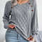Square Neck Buttoned Knit Sweater For Women With Long Sleeves For Fall And Winter 10