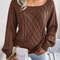 Square Neck Buttoned Knit Sweater For Women With Long Sleeves For Fall And Winter 2