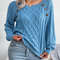 Square Neck Buttoned Knit Sweater For Women With Long Sleeves For Fall And Winter 3