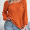 Square Neck Buttoned Knit Sweater For Women With Long Sleeves For Fall And Winter 13