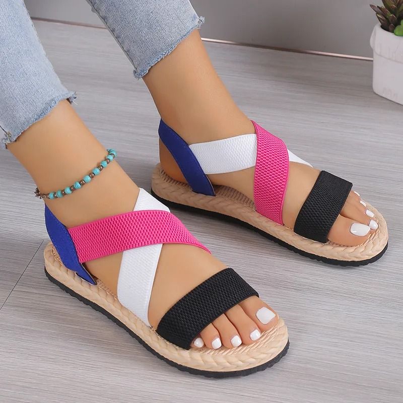 Women Black Lace Up Flat Sandals With Matching Sole And Anti Slip Comfort Design 1