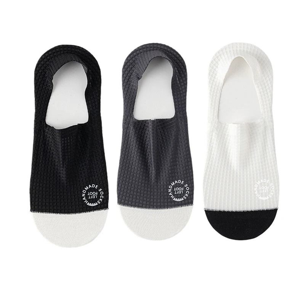 Men Invisible Socks 3 Pairs Breathable No Show Boat Socks With Waffle Mesh And Sweat Absorption 9