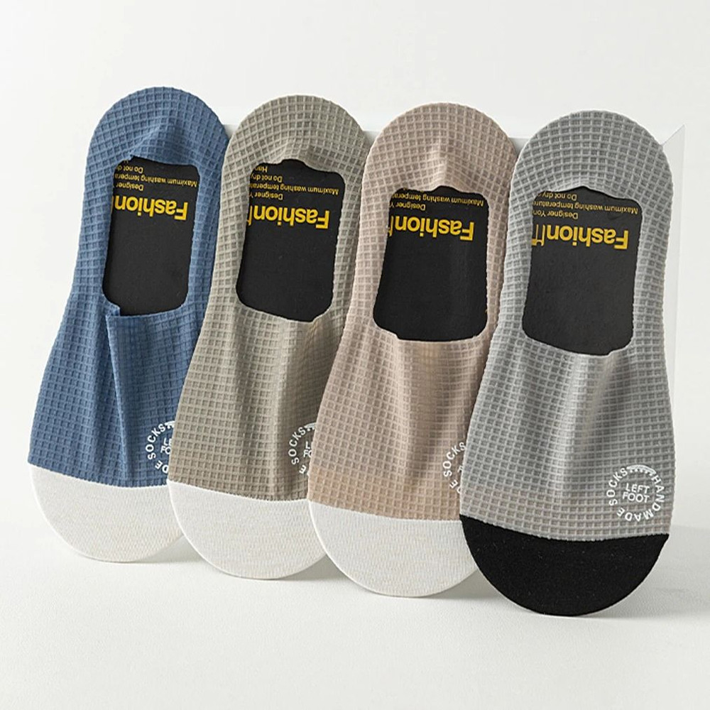 Men Invisible Socks 3 Pairs Breathable No Show Boat Socks With Waffle Mesh And Sweat Absorption 5
