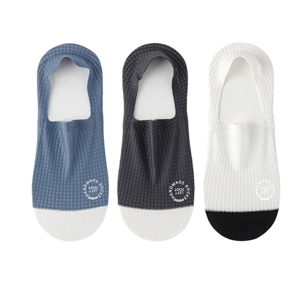 Men Invisible Socks 3 Pairs Breathable No Show Boat Socks With Waffle Mesh And Sweat Absorption 7