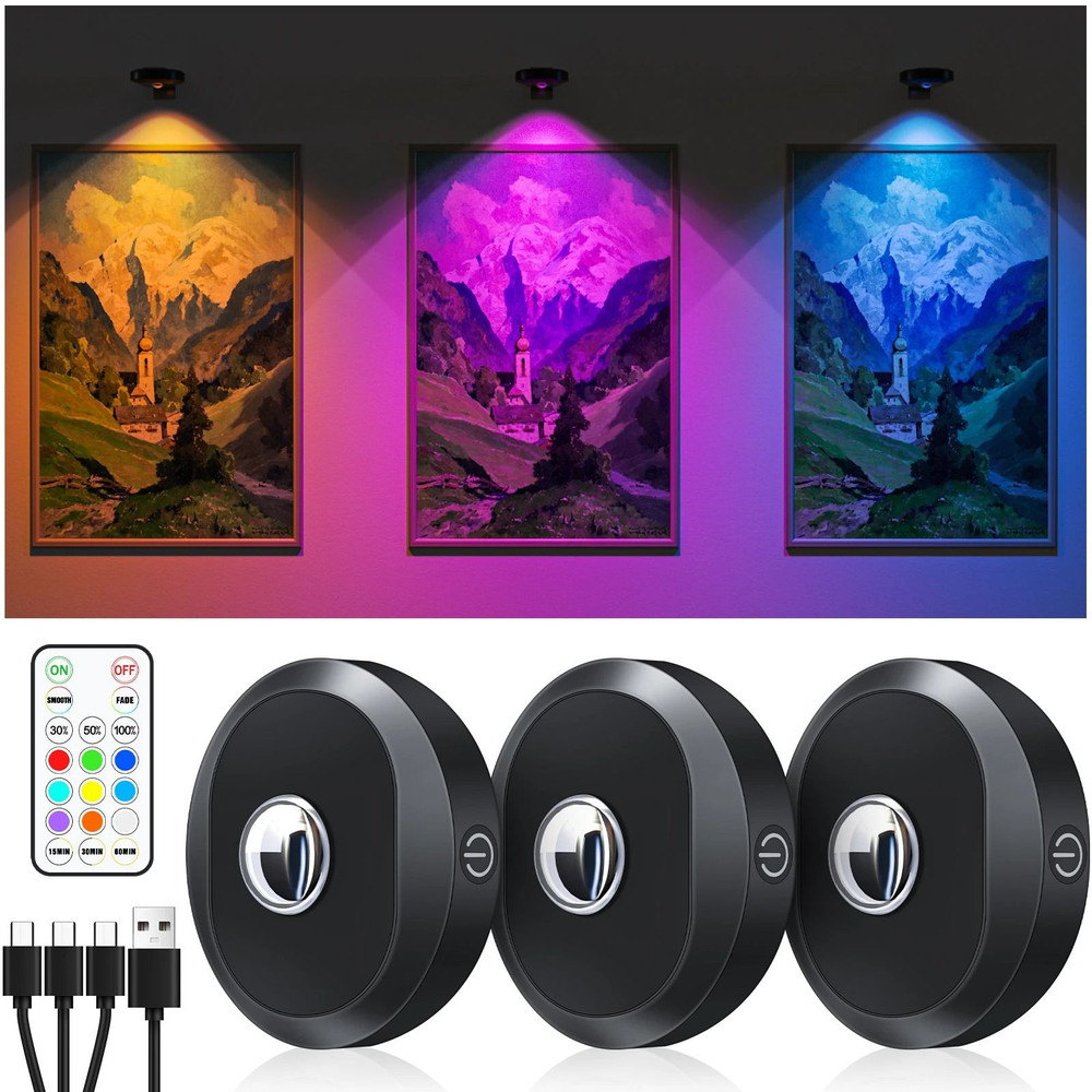 WILLED Rechargeable Night Light Set With Remote Control And Timer For Closet Wall And Cabinet Light 6