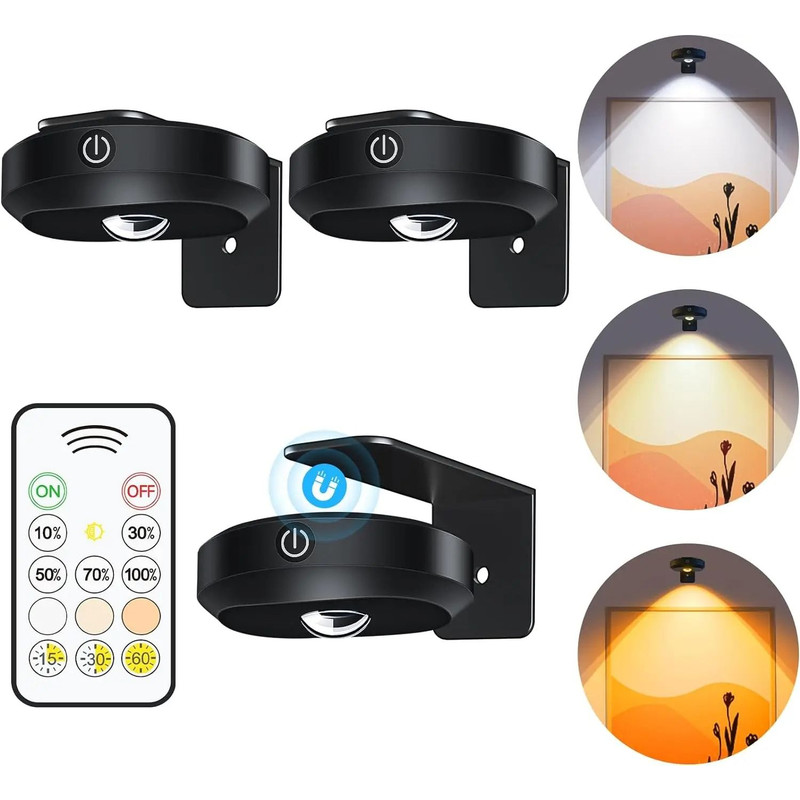 WILLED Rechargeable Night Light Set With Remote Control And Timer For Closet Wall And Cabinet Light 10