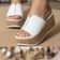 Women Wedge Slippers With Leather Upper And Platform Sole For Beach And Casual Summer Wear 0
